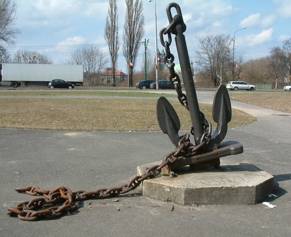 US Admiralty / Maritime flag — fouled anchor on blue field